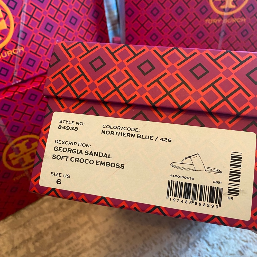 Tory Burch Georgia Soft Croco Sandals - Picture 8 of 8